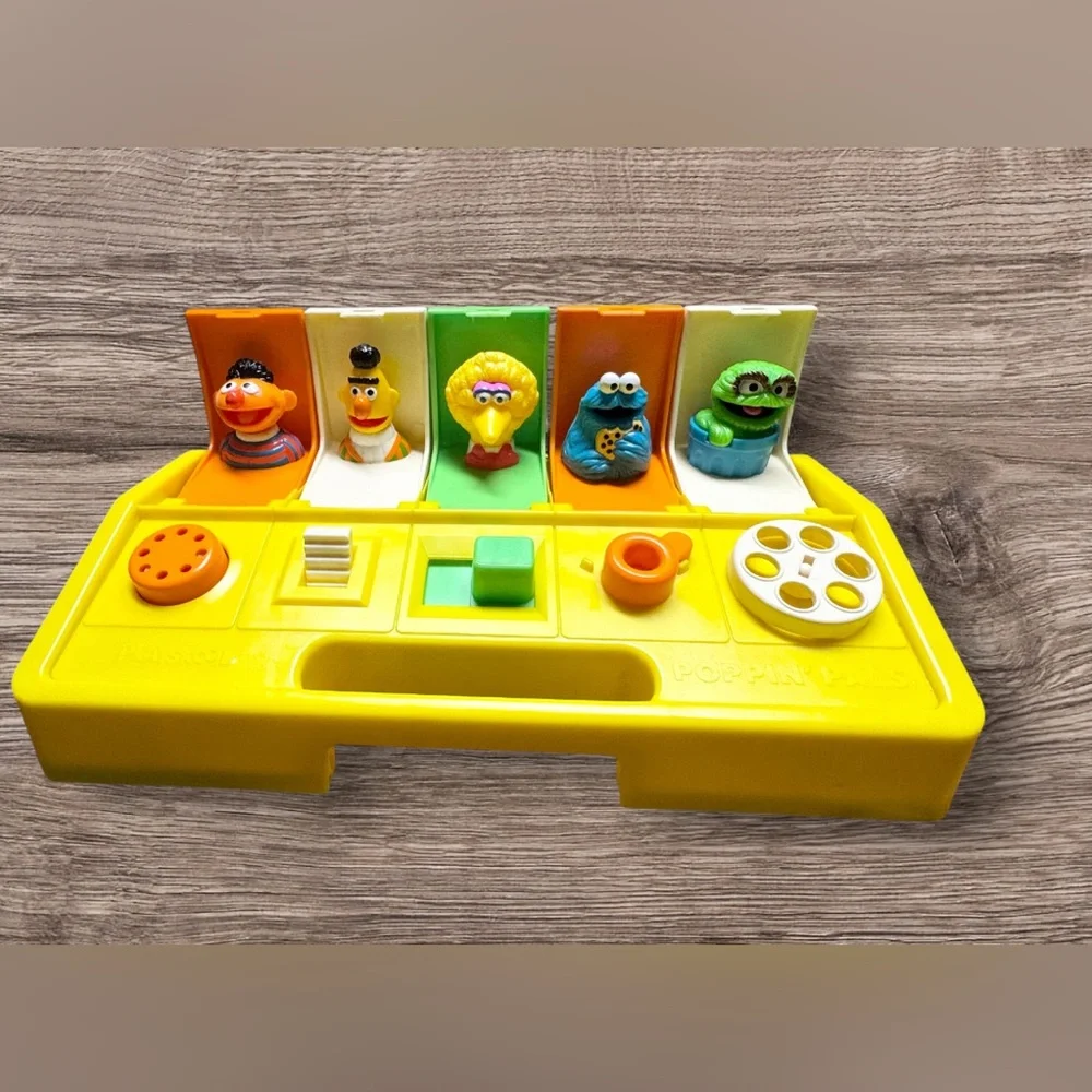EUC Vintage Sesame Street Poppin Pals Playskool 1980 Bert Ernie Big Bird Oscar